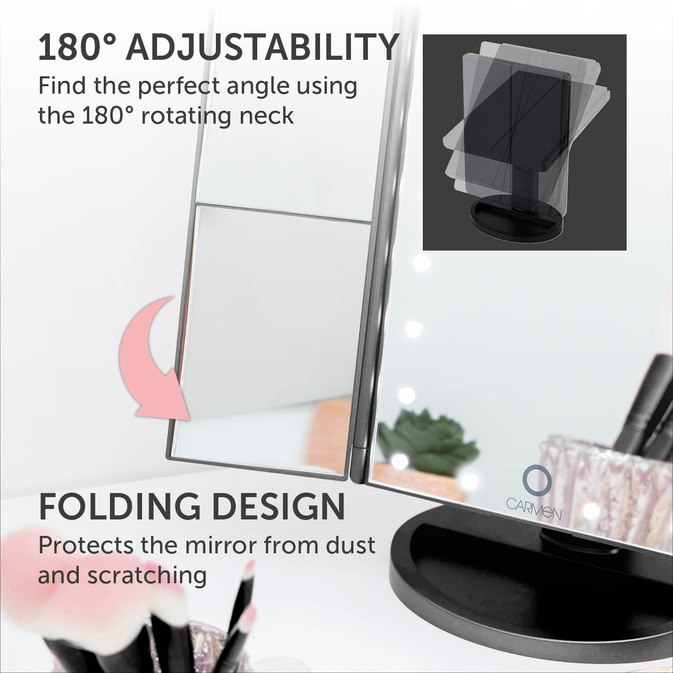 LED 3 Panel Mirror With 5 Sections - Image 4