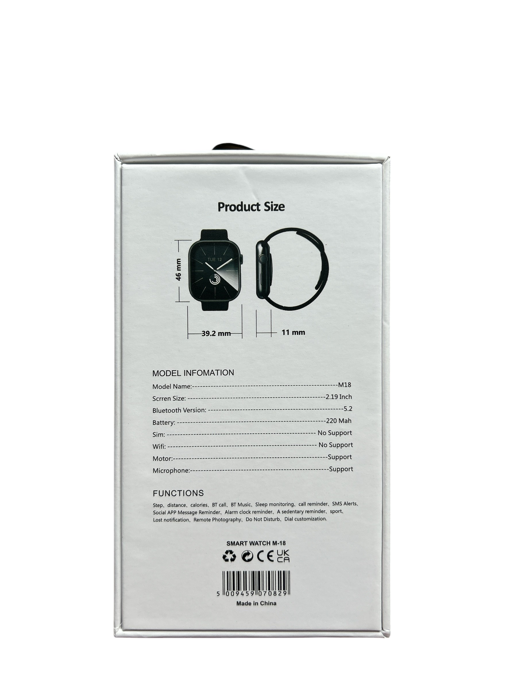 M18 Smart Watch-Grey Strap - Image 3