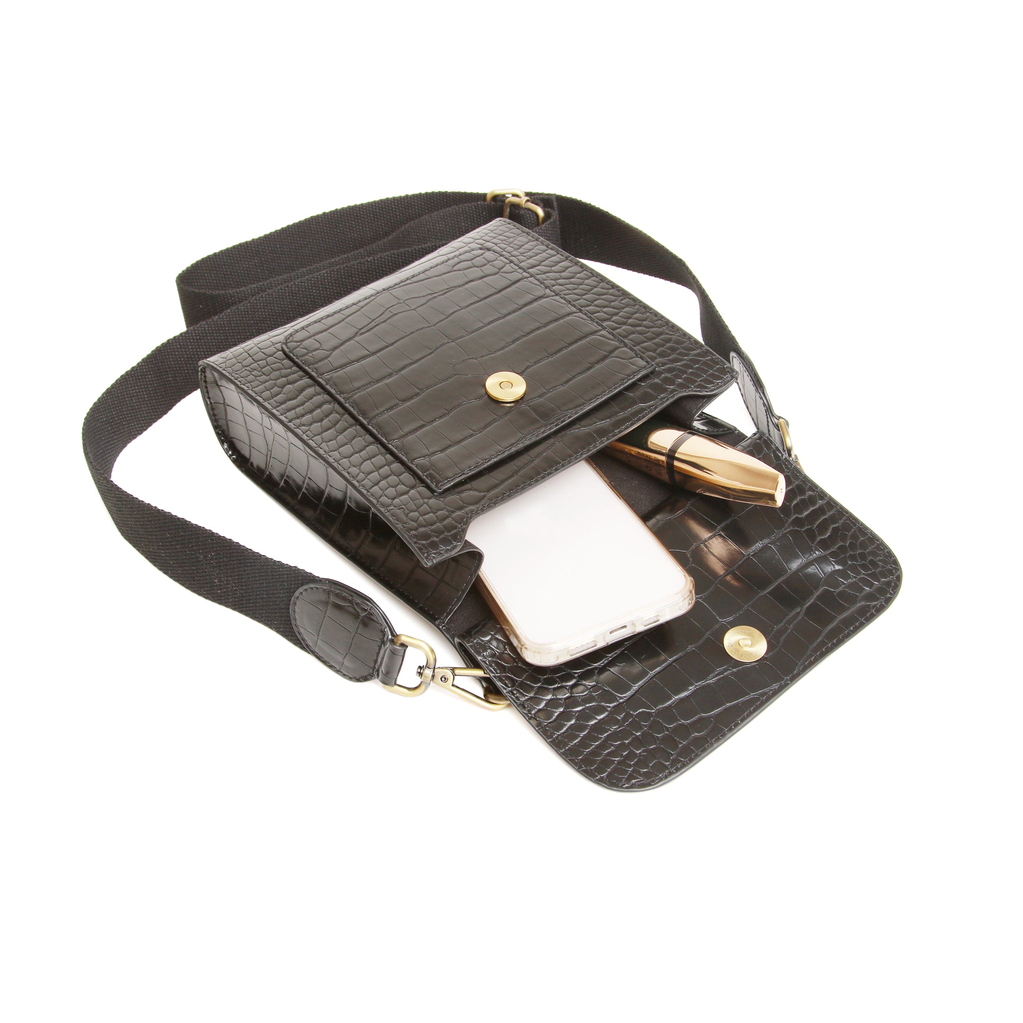 Bloomsbury Cross Body Bag-Black Croc - Image 2