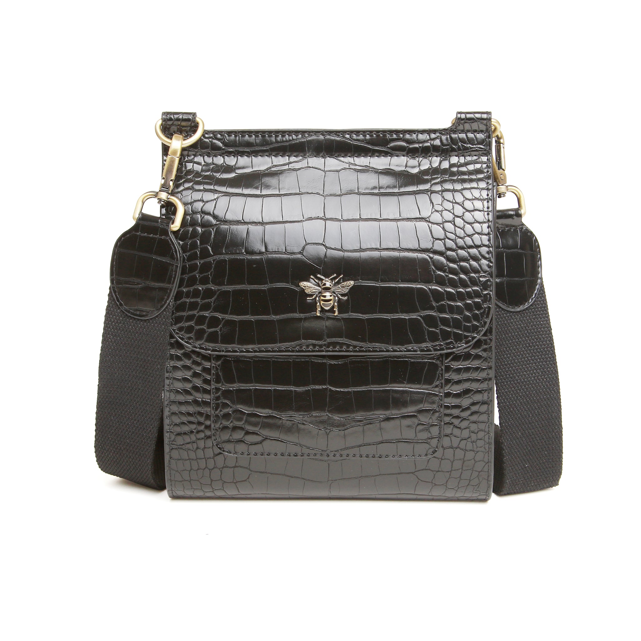 Bloomsbury Cross Body Bag-Black Croc