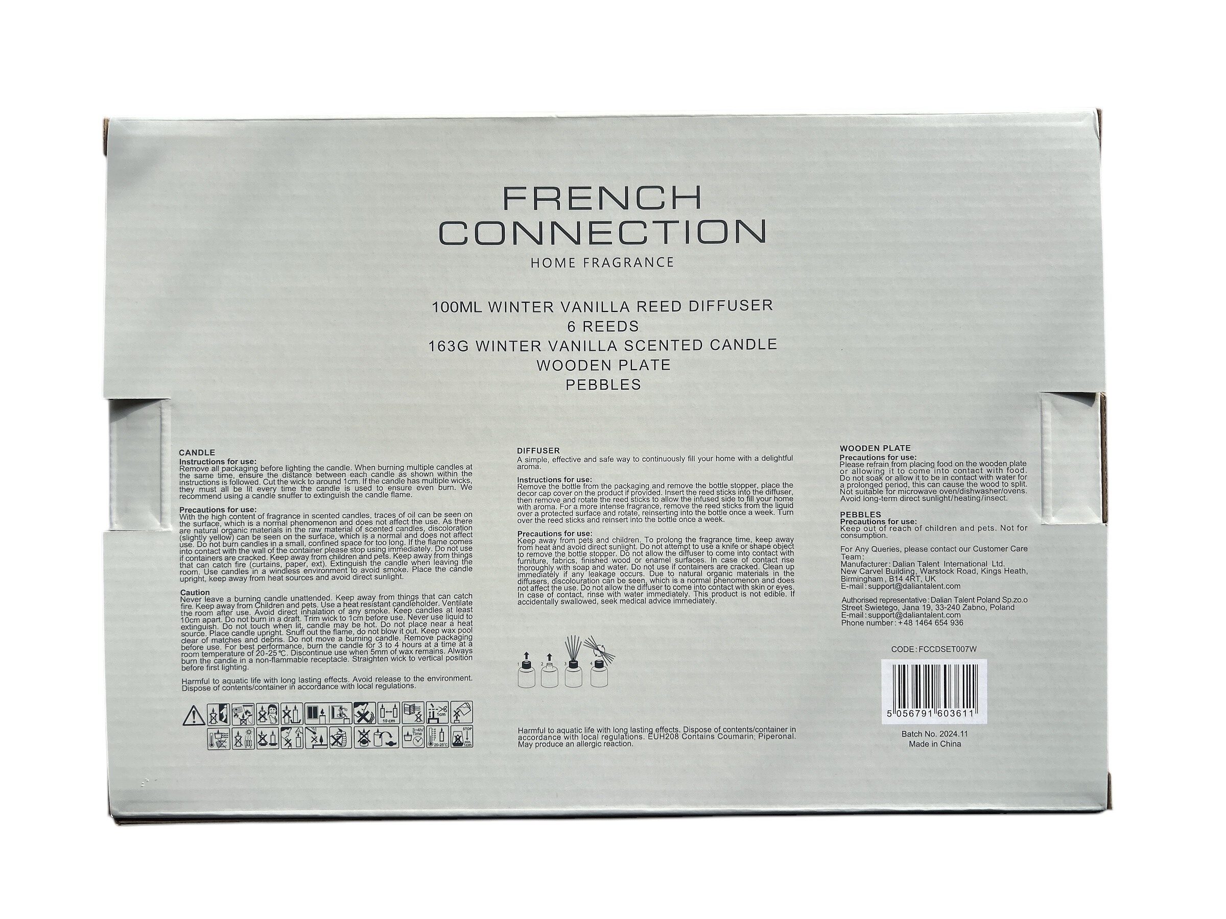 French Connection Candle and Diffuser Gift Set Winter Vanilla - Image 3