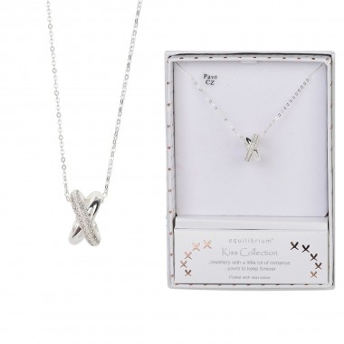 Crossover Silver Plated Ring Necklace