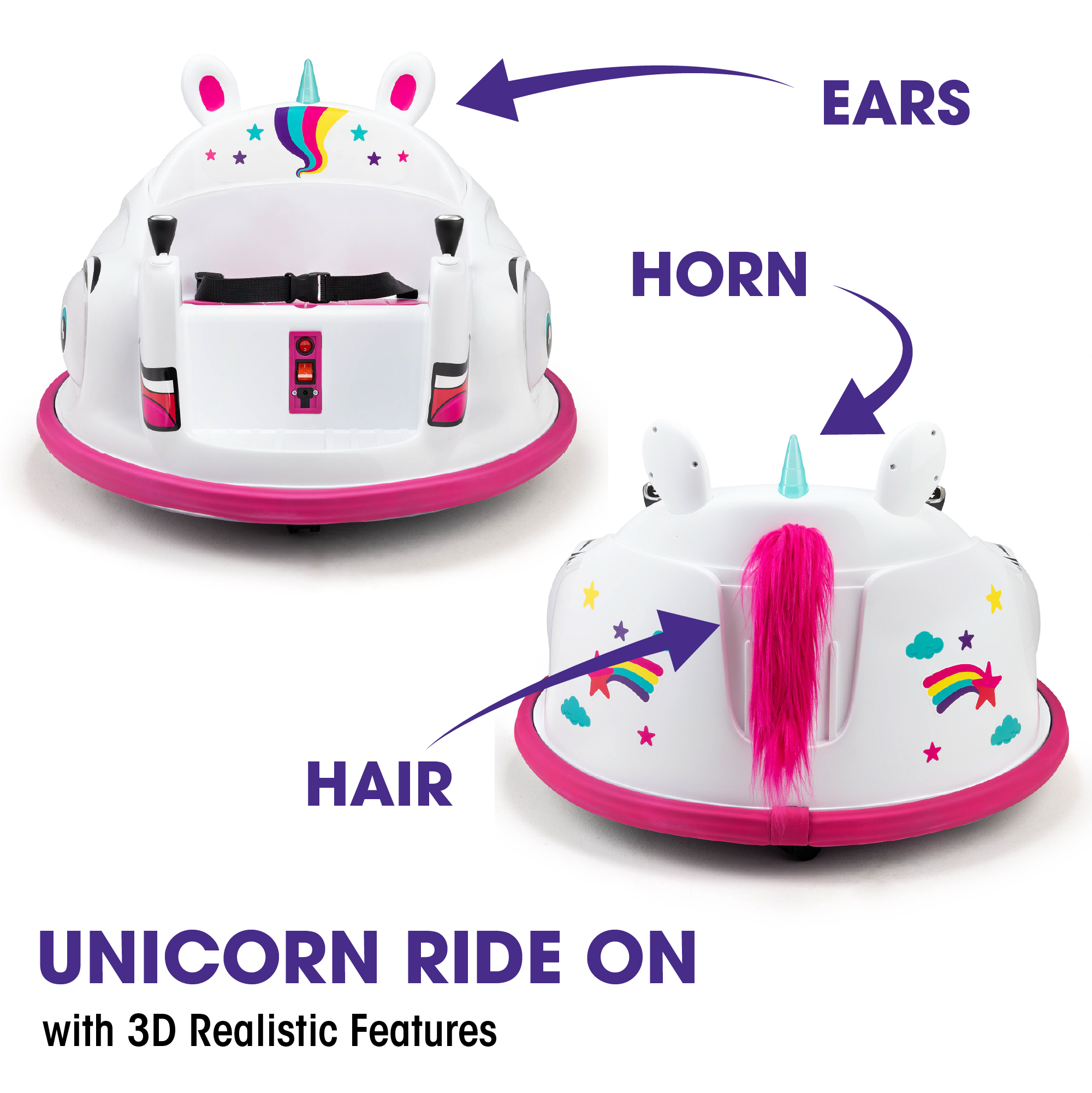 Unicorn Bumper Car Ride On - Image 4