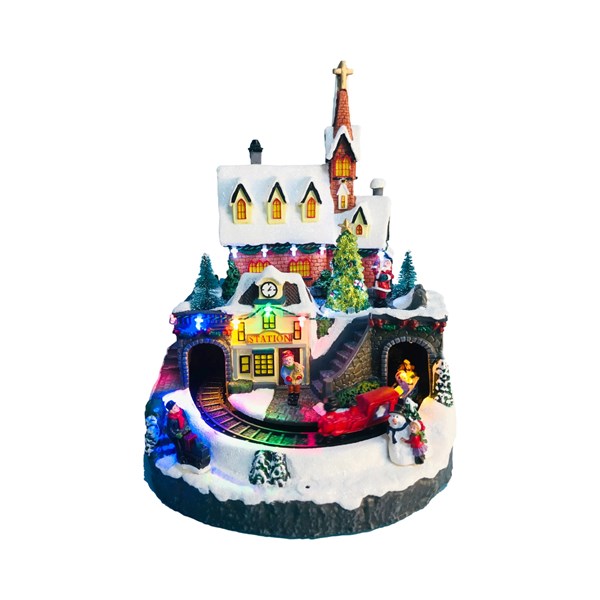 Animated LED Church 23x32cm